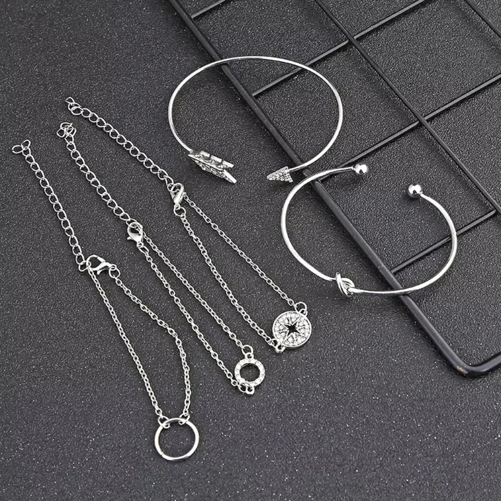 NEW | Arrow Compass 5 PC Silver Pave Bracelet Set - Picture 2 of 10